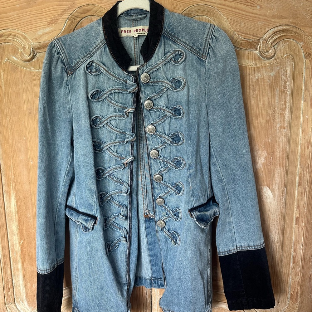 Free People Denim Jacket with Black Accents